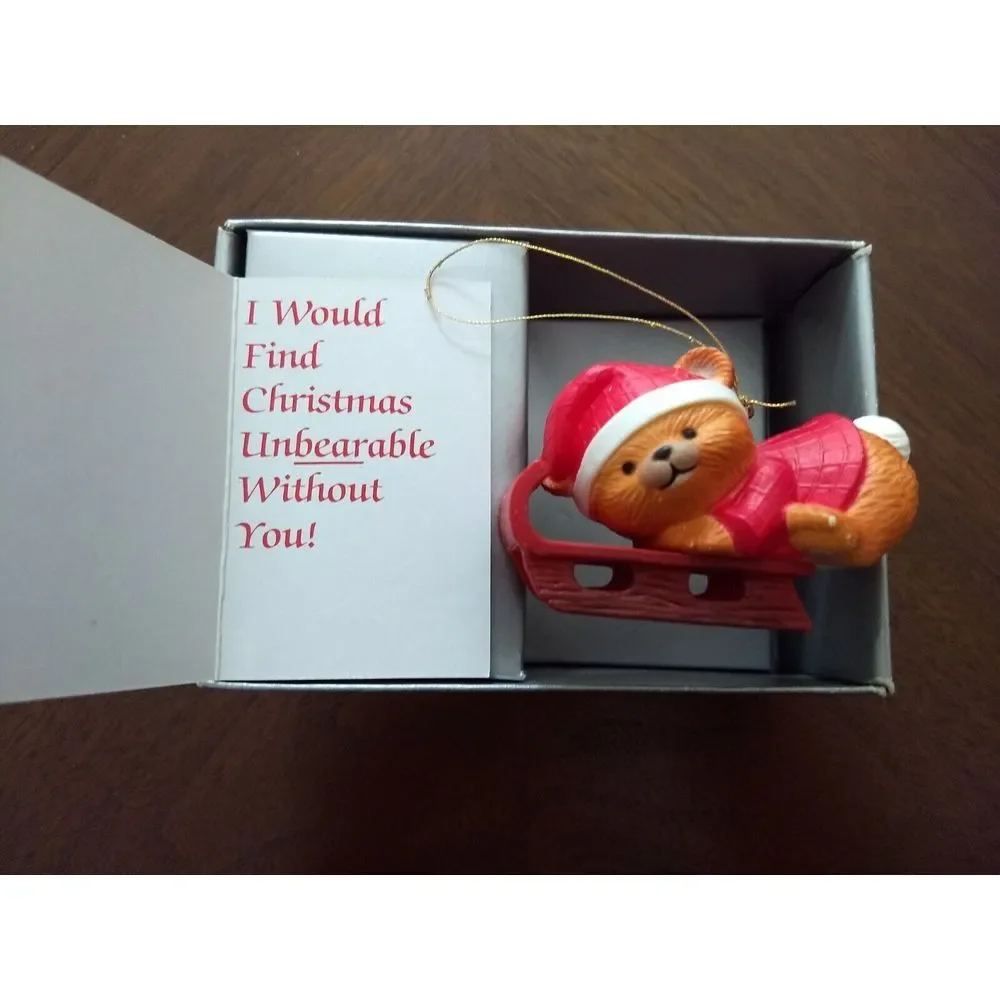 Bradford Novelty TEDDY BEAR Christmas‎ Ornaments 1984 Set of 3 in Box Hong Kong